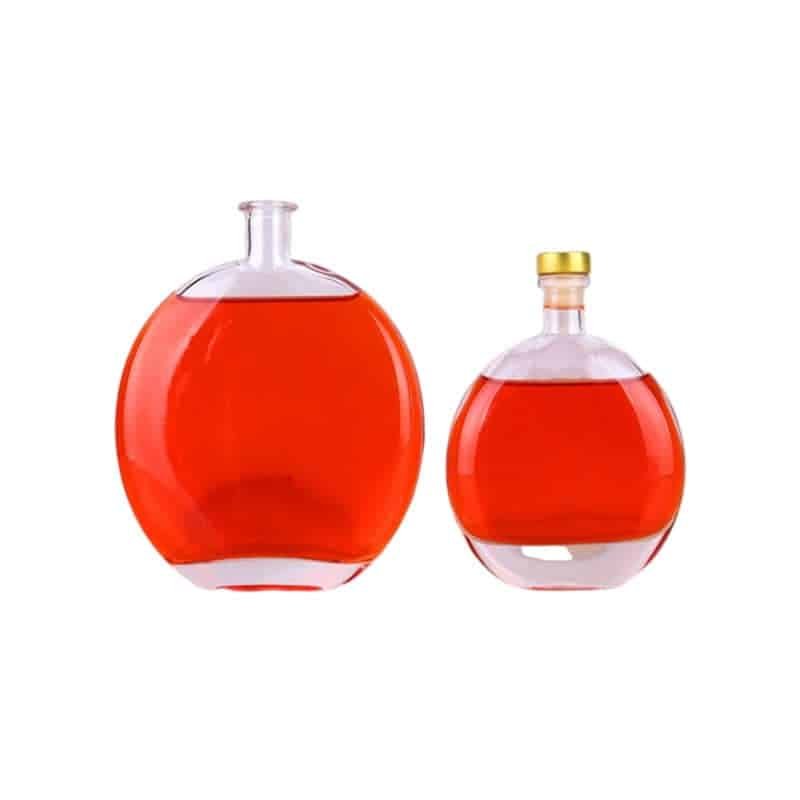 Flat Round Gin Glass Bottle