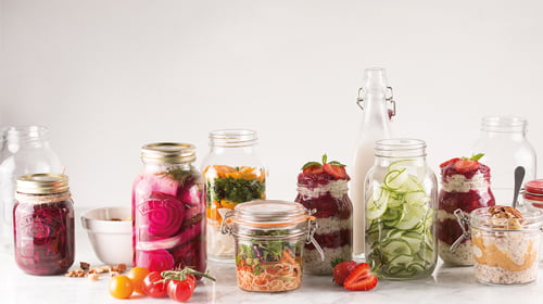 Clear glass jars ready for food packaging